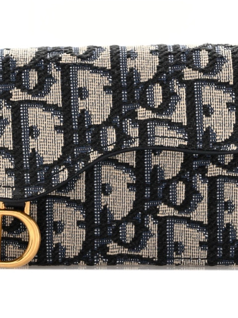 Dior Blue & Beige Oblique Monogram Clutch with Gold D-Ring - Picture 1 of 8